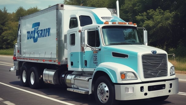 A pictogram on a blue background depicts a tow truck pulling a car. The design is simple with the vehicles shown in white outlines against a vibrant blue rectangle. Both vehicles are oriented in a profile view, clearly illustrating the towing action.