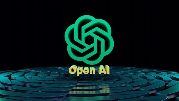 a green and black Open AI logo on a circular maze