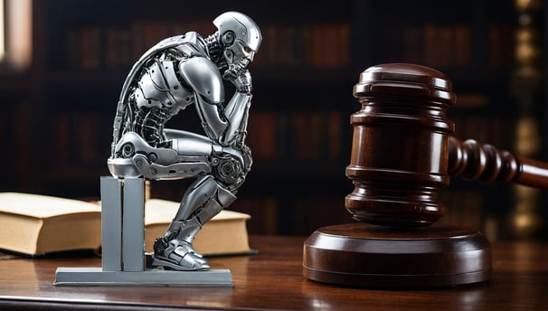 a statue of a man sitting on a desk