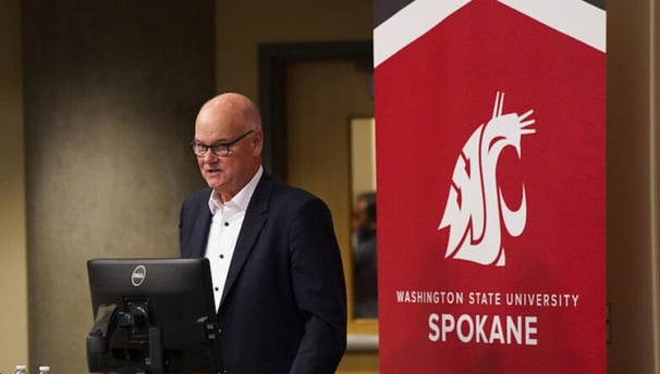 WSU College of Nursing Event MC at podium