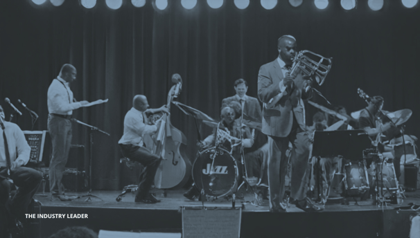 a jazz band playing instruments on stage