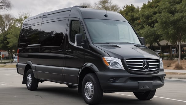 a van parked in a parking lot with a van