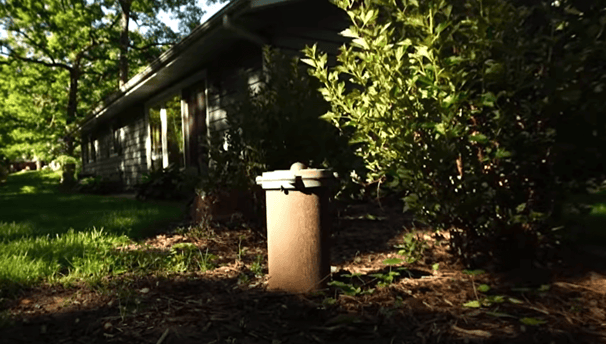 well pump head near residential home