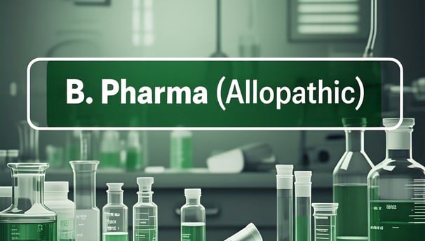 a group of laboratory equipment with a green sign that says b pharma. atal pharmacy collage