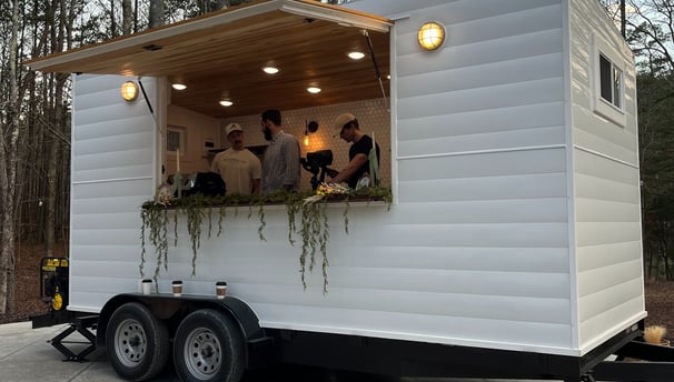 custom coffee trailer built for Honeymoon coffee serves coffee and speciality drinks at weddings