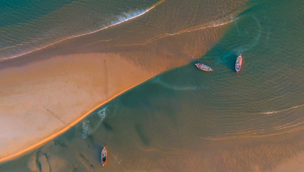 a group of boats in the water