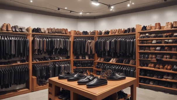 A black leather jacket hangs on a plain light gray wall, casting a shadow. The jacket has stitched patterns and zippers on the sleeves, indicating a stylish and rugged design.