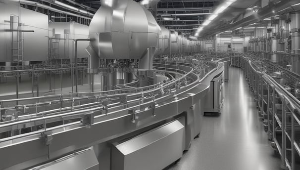 A worker inspects industrial equipment in a facility.