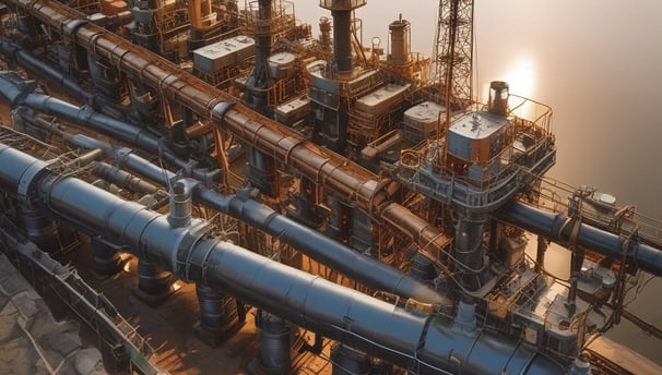 A worker inspects industrial equipment in a facility.