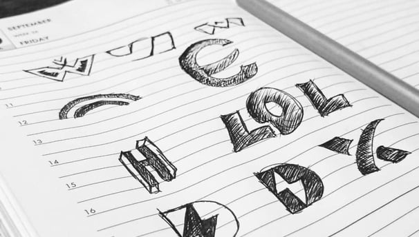 logo sketching on paper