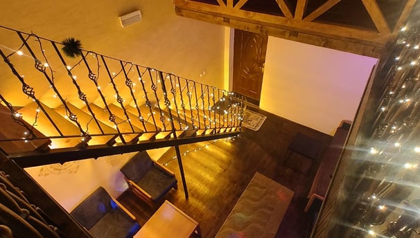 a staircase way with a staircase and a staircase way