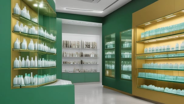 A store facade with a large sign reading 'CANDID' features a modern, bright design. The window display includes promotional text that states 'Beautiful teeth. Brilliantly simple.' There is a large image of a person holding a dental product. The interior seems uncluttered with chic and minimalist furniture visible through the glass.