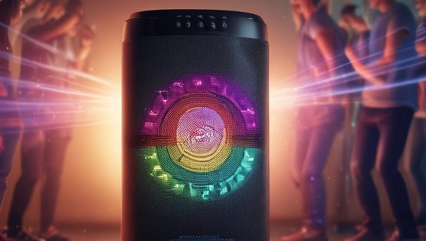 a speaker system with a colorful light up