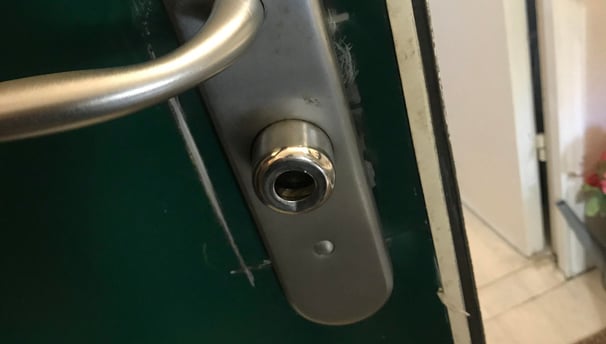 poignée de porte et serrure fichet sur porte blindée