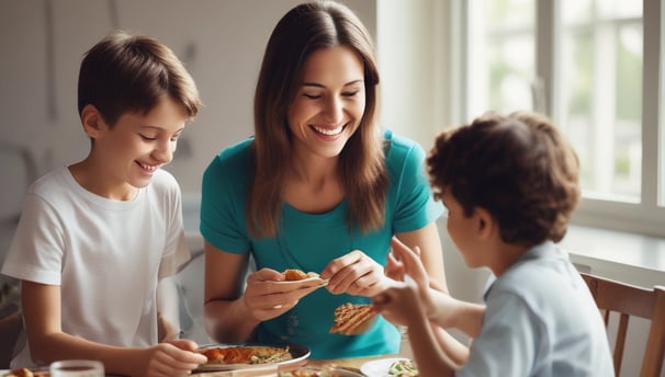 A close-up view of a vintage typewriter displaying a piece of paper with the word 'CO-PARENTING' typed in bold letters. The typewriter has a dark green cover and is placed on a light wooden desk with a neutral background.