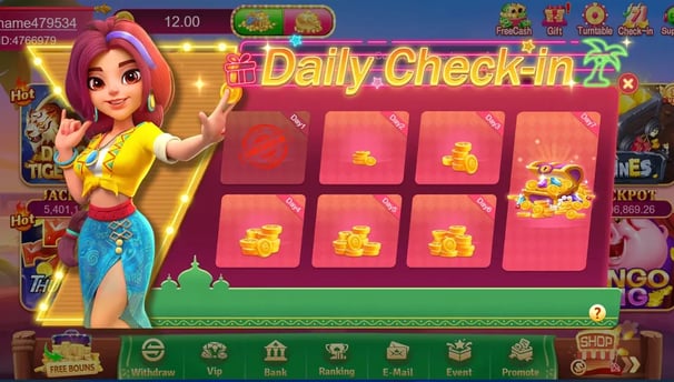 Daily Checkin Rewards in lucky pkr.