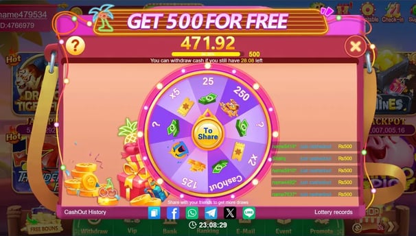 Free Spin : get 500 for free daily using the Free spin offer in lukcy pkr.