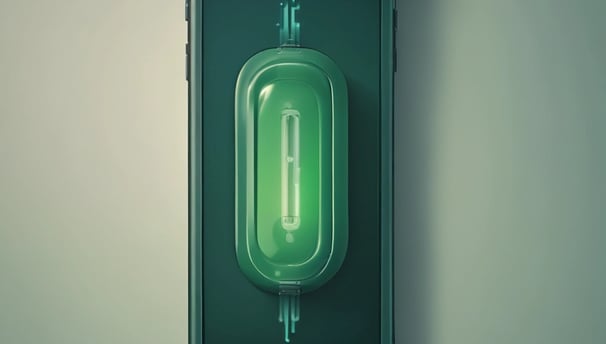 A disassembled smartphone with its internal components visible, showcasing various circuit elements such as metal connectors, screws, and a QR code on a circuit board. The background is solid black, drawing focus to the partially exposed circuitry.