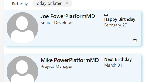 Custom SharePoint List view - Employee Birthdays