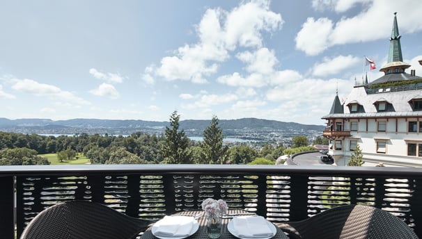 Dolder Grand exterior view from patio