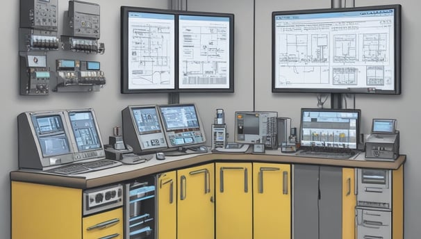 A laboratory setting featuring advanced equipment, including a white Rephile machine with digital controls and various attachments. In the background, there are large lab cabinets and ventilation hoods, with a bright, well-lit environment.