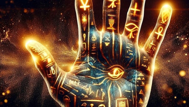 a hand holding a hand with a hand holding a glowing hand