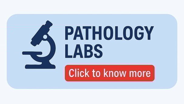 An image showing a sign of pathology labs, on clicking shows information on pathology labs in Karnal