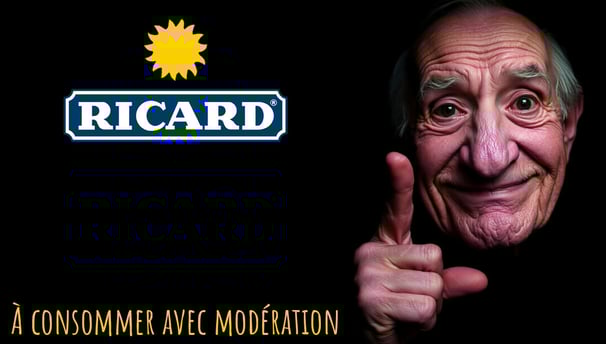 Affiche Ricard à consommer avec modération visage d'homme amusante