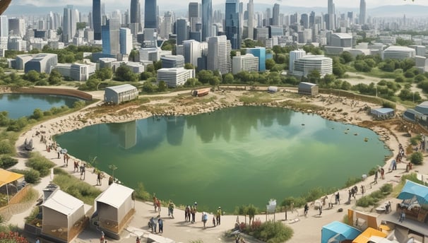 A grand, ornate building with classical architecture featuring a series of columns and decorative stonework. Italian and European Union flags are attached to the building. In the background, a construction crane is visible next to some trees under a clear blue sky.