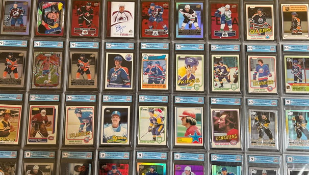 100's of Great Canadian Grading sports cards graded on display