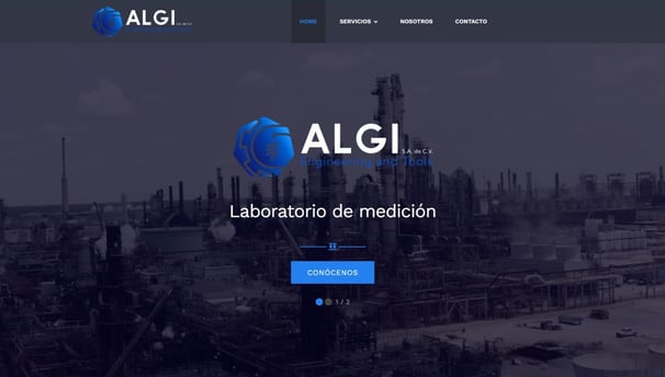 portada de inicio de sitio web de empresa ALGI