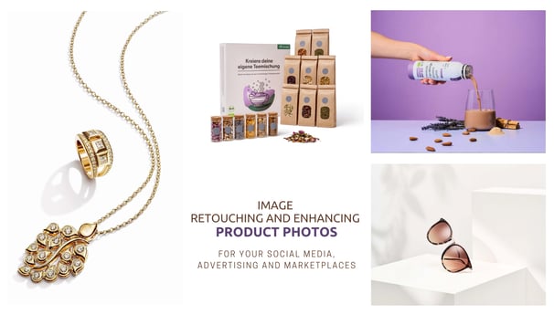 Professional retouching and enhancement of product photos for social media, advertising, marketplace