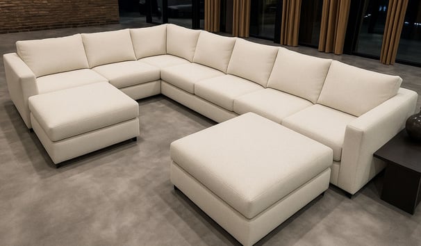 Contemporary sectional sofa with clean lines and neutral tones, created by Solo Home Decor.