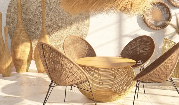 rattan table and chair set of 4