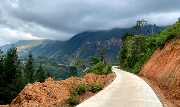 a road with a mountain view