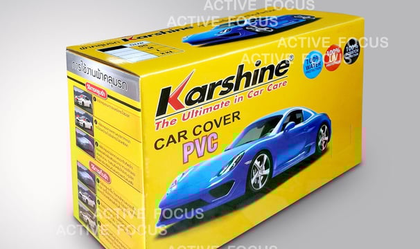 a full color printed paper box of car care products for a car