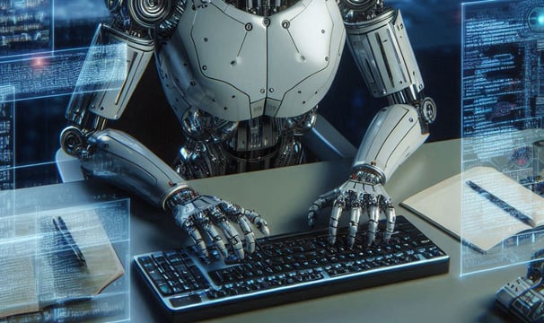 a robot - like robot with a keyboard and a keyboard