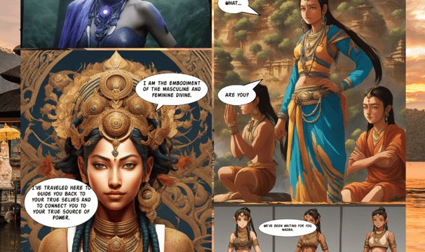 a comic strip of a future primitive being with supersonic powers