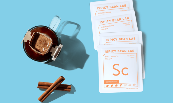 The Spicy Beans Lab's Spicy Cinnamon Cha Cha single serve pour over coffee