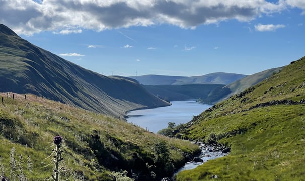 reservoir between mountains