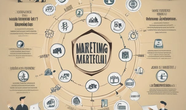 Scrabble tiles arranged to spell 'ONLINE MARKETING' on a wooden table with a textured surface.