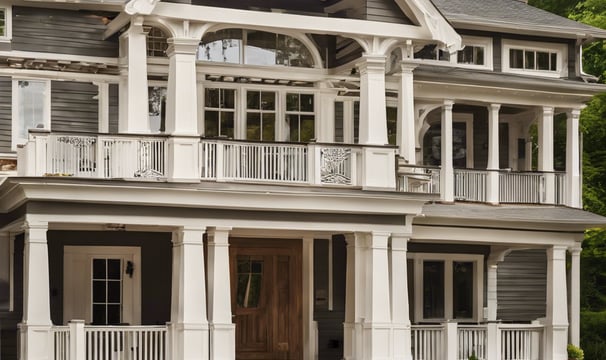 Exterior painting of a luxury Victorian-style home by Garnet Painting & Remodeling.