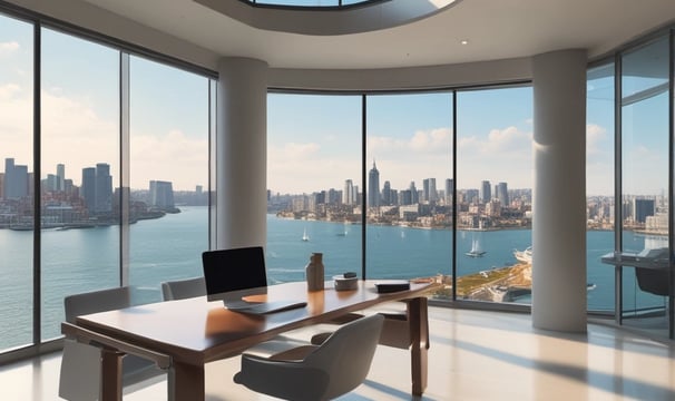 A modern building under construction with a curved facade is wrapped in black materials and features reflective lower panels. Openings for windows and evidence of construction materials are visible, with scaffolding and a crane appearing in the surroundings.