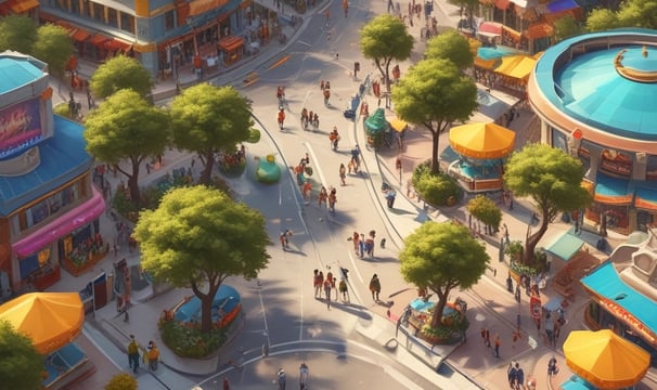 A construction site with traditional Asian architecture in the background, surrounded by scaffolding and building materials. A large piece of construction equipment is visible, and in the distance, a misty landscape can be seen, creating a serene backdrop.