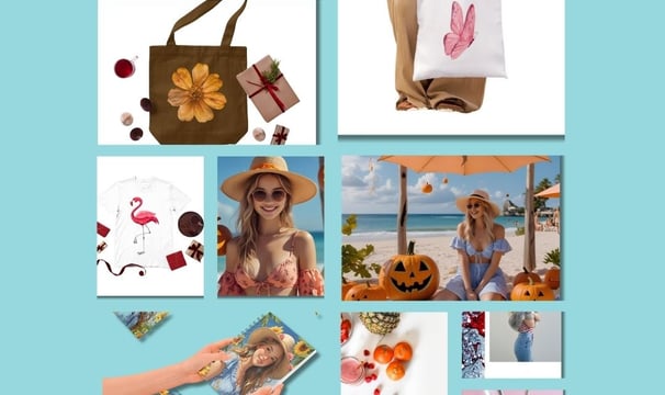 a collage of images of a woman's handbag