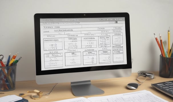 a computer monitor screen showing a computer screen with a computer monitor and a keyboard