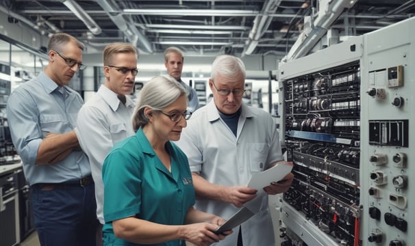 Techniciens séniors dans une usine