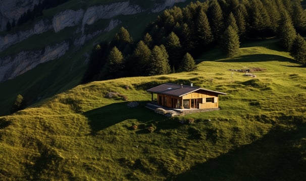 remote vacation rental mountain cabin in Switzerland