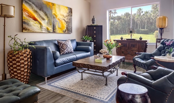 SOLD - Rhapsody is a fiery 8-foot by 4-foot diptych, in the collectors home