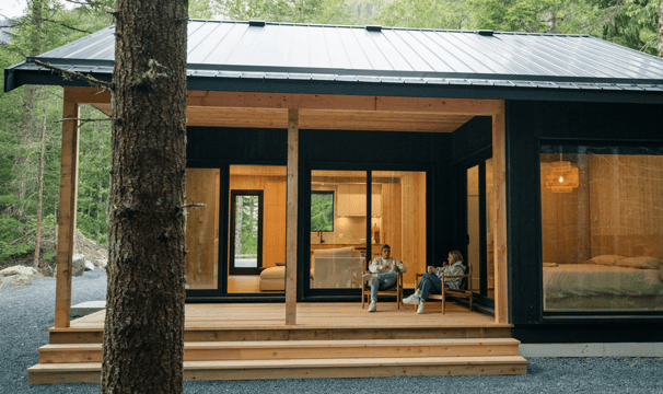 Modern prefab modular tiny home by top builders in nature